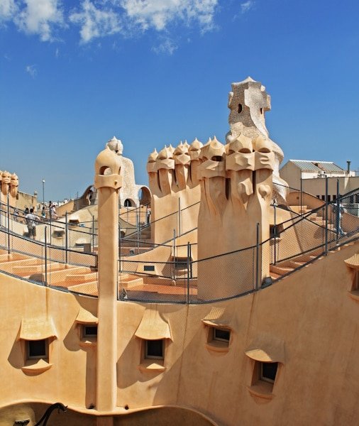 Rooftop terrace with chimneys